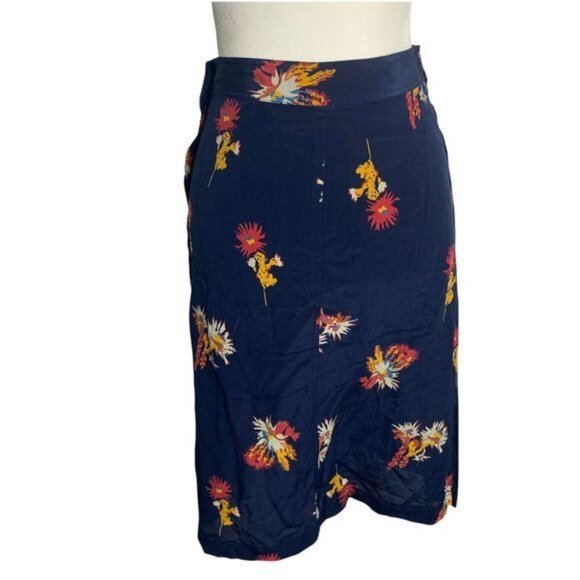 Madewell Dresses & Skirts - Madewell Silk Side Button Down Skirt S Blue Cactus Flower Lined Midi